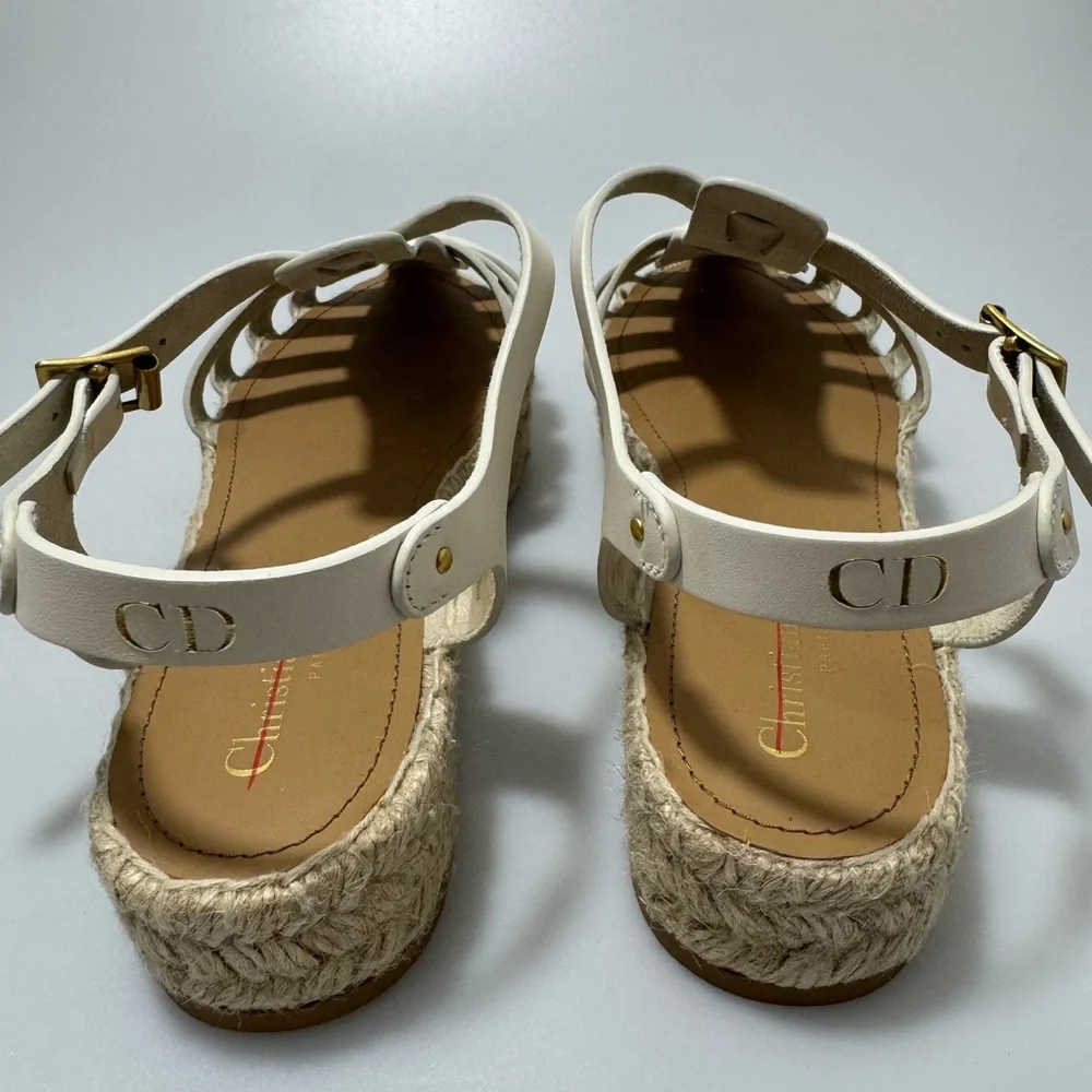 Dior Dioriviera Marine Espadrilles Sandals Leather White Women’s EU 41/US 11 - Picture 4 of 7